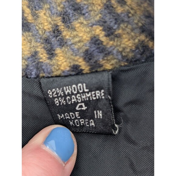 Linda Allard Ellen Tracy Wool Cashmere Blend Green Brown Plaid Blazer Size 4 Sml - Picture 4 of 9